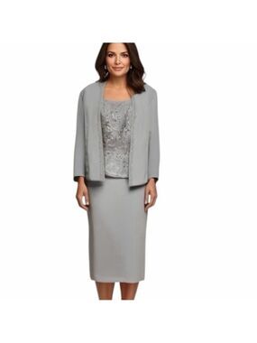 Karen Miller NEW YORK Mother of the Bride Jacket Dress MIDI Dry Cleaned Size 8